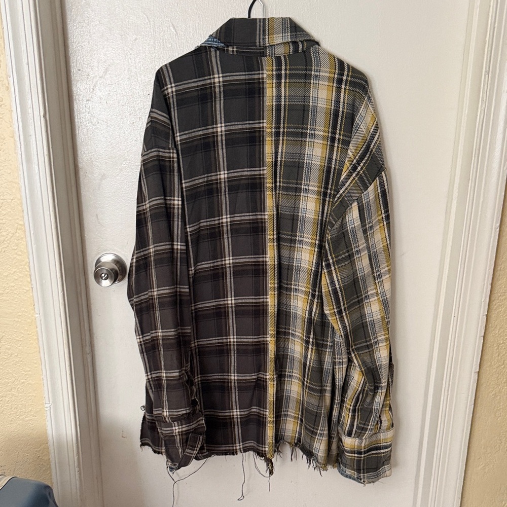 Greg Lauren Plaid Patchwork Casual Button Down Sh… - image 5